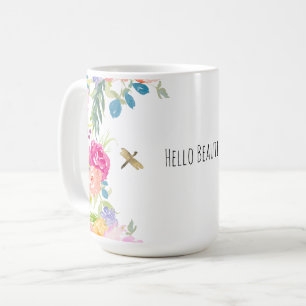 Mug Belle Peach Rose or Aquarelle Jaune Rose Floral