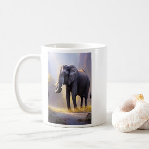 Mug Belle peinture d'un éléphant dans sa nature