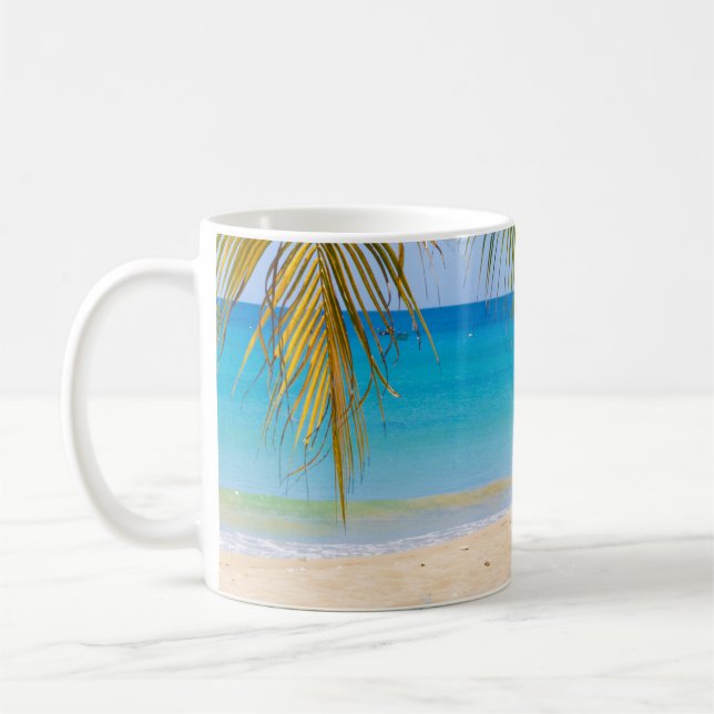 Mug Belle plage tropicale avec bateau à rames (Gauche)