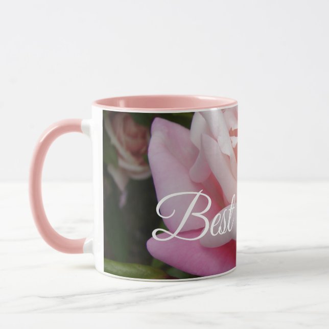 Mug Belle rose rose rose Meilleure fleur maman design (Gauche)
