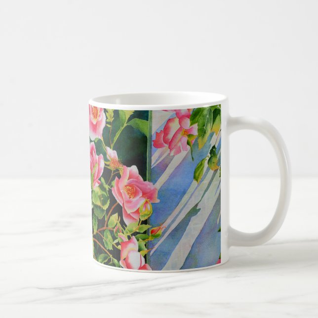 Mug Belle rose rose rouge roses blanc aquarelle floral (Droite)