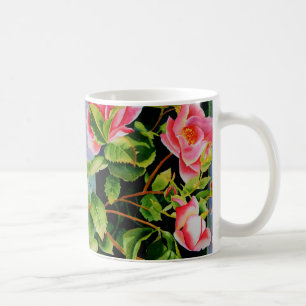 Mug Belle rose rose rouge roses blanc aquarelle floral
