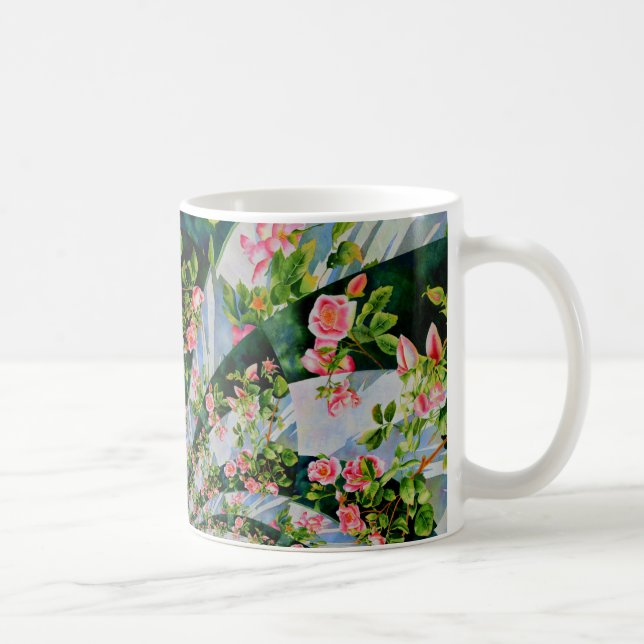 Mug Belle roses roses rouges rétro aquarelle fleurie (Droite)