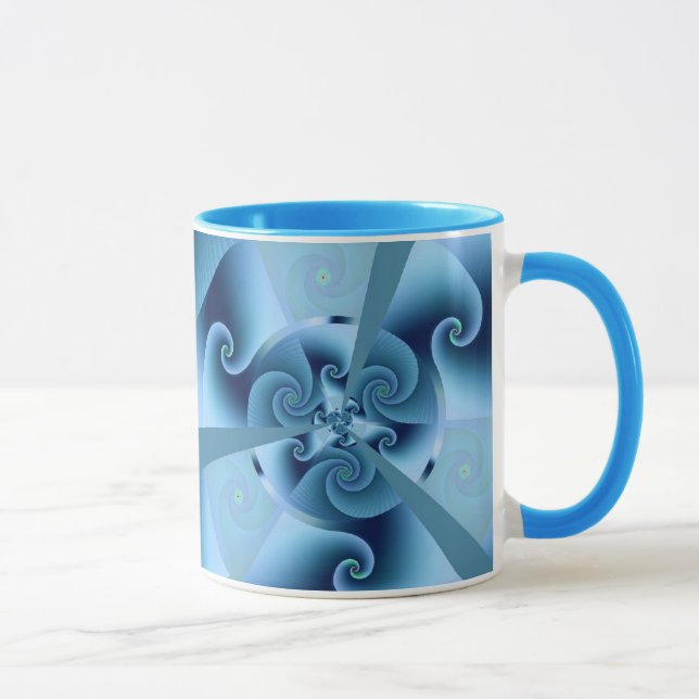 Mug Belle Spirale Bleue Belle Fractale Art (Droite)