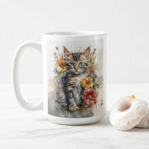 Mug Belle Tabby Gris Fleurs de Chat