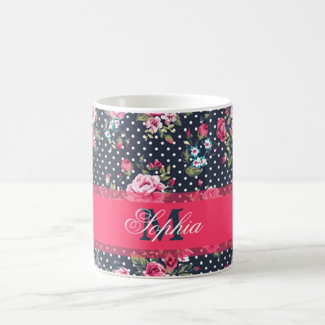 Mug Belle tendance girly vintage monogramme floral (Centre)