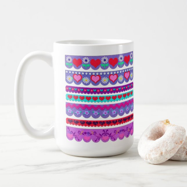 Mug Belles bordures de la Saint-Valentin en feutre (Avec donut)