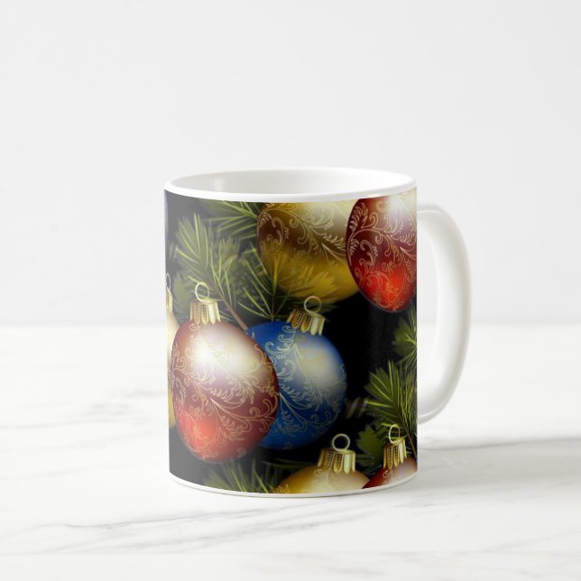 Mug Belles boules de Noël avec design délicat (Devant droit)