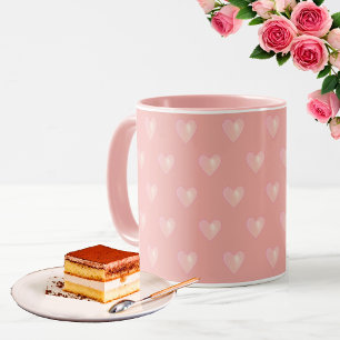 Mug Belles coeurs roses sur fond rose
