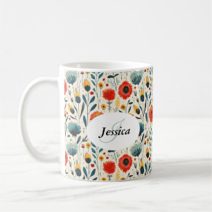Mug Belles Couleurs Printanières Écriture Fleurs Sauva