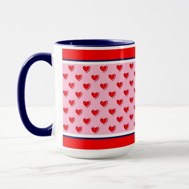 Mug Belles couleurs rouge, rose et bleu cœurs mignons (Gauche)