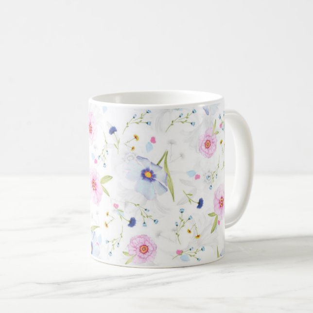 Mug Belles fleurs d'aquarelle de printemps par storema (Devant droit)