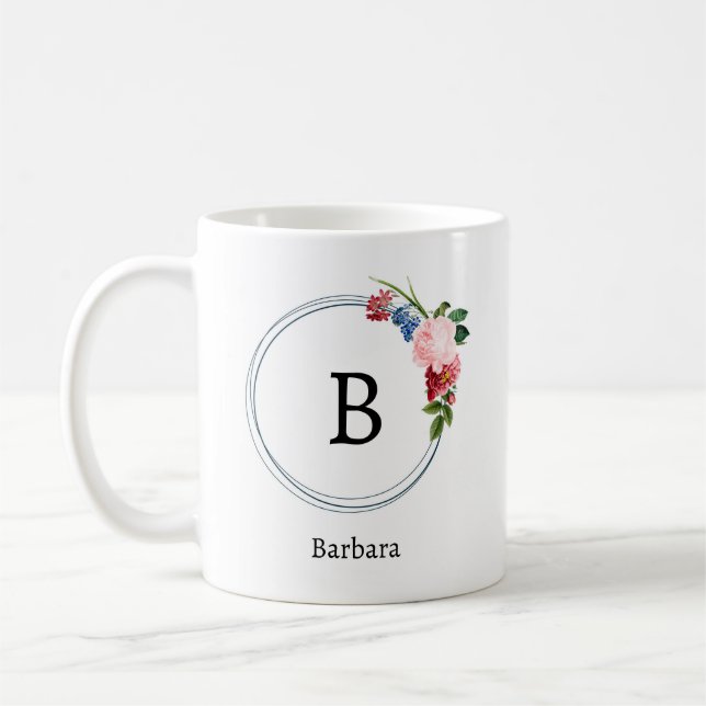 Mug Belles Fleurs de Monogramme de Printemps Romantiqu (Gauche)