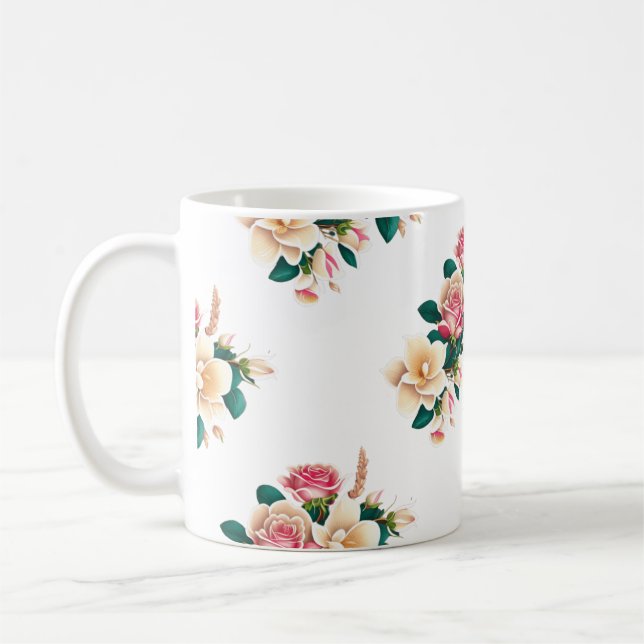 Mug Belles fleurs design art pour les tasses, verre, (Gauche)