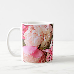 Mug Belles fleurs d'été. Bouquet de pivoine rose et
