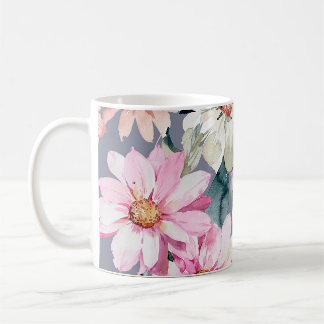 Mug Belles fleurs et feuille peint art, fleur, abs (Gauche)
