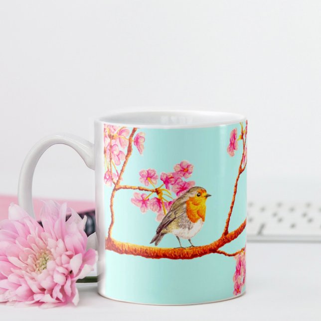Mug Belles fleurs florales du printemps de Robin Rouge (Créateur téléchargé)
