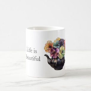 Mug Belles Fleurs Jaunes Violettes Vertes