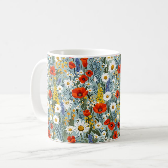 Mug Belles fleurs sauvages printanières colorées fémin (Devant gauche)