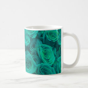 Mug Belles fleurs turquoises roses turquoises