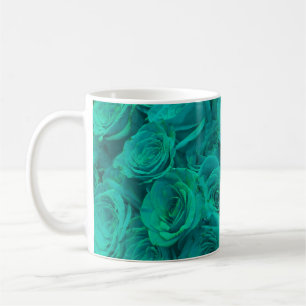 Mug Belles fleurs turquoises roses turquoises