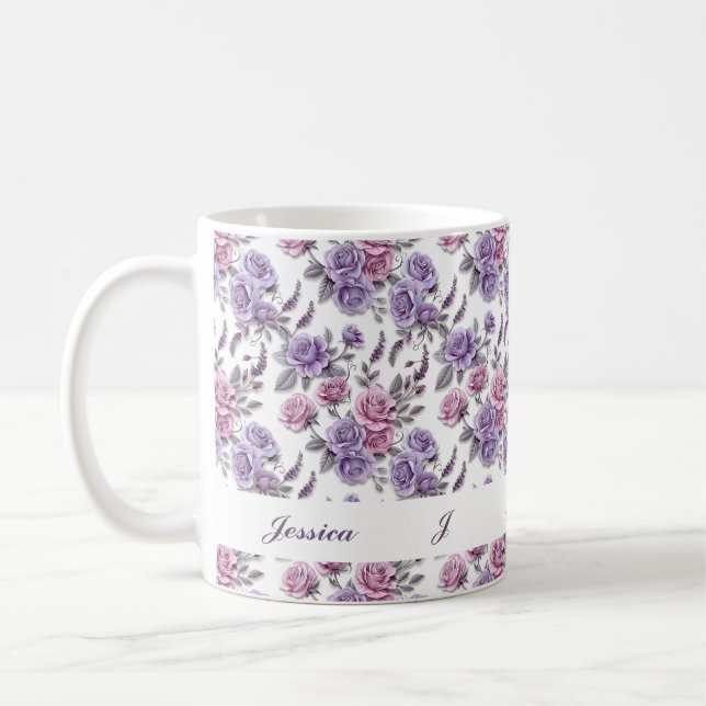 Mug Belles fleurs violettes romantiques de printemps (Gauche)