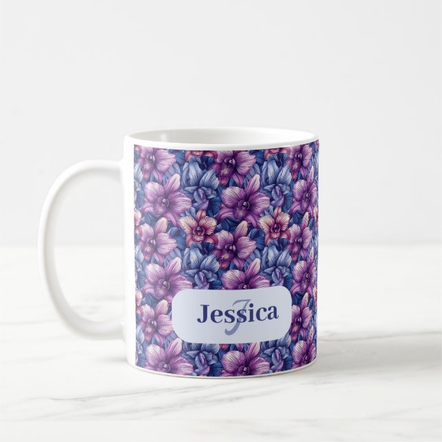 Mug Belles fleurs violettes romantiques de printemps  (Gauche)