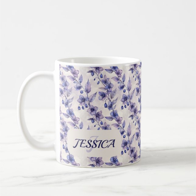 Mug Belles fleurs violettes romantiques de printemps  (Gauche)