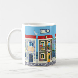 Mug Belles maisons portugaises avec tuiles ou azulejos