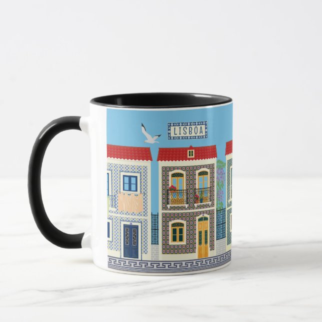 Mug Belles maisons portugaises avec tuiles ou azulejos (Gauche)