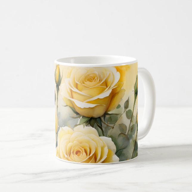 Mug Belles Roses Jaunes (Devant droit)