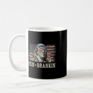 Mug Ben Drankin Beer 4 juillet Drapeau Vintage Drôle