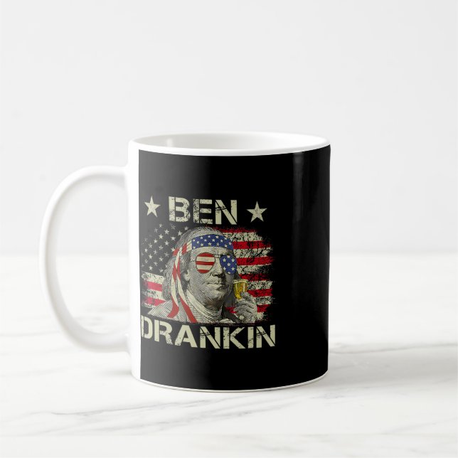 Mug Ben Drankin Benjamin Franklin 4 juillet drôle Dr (Gauche)