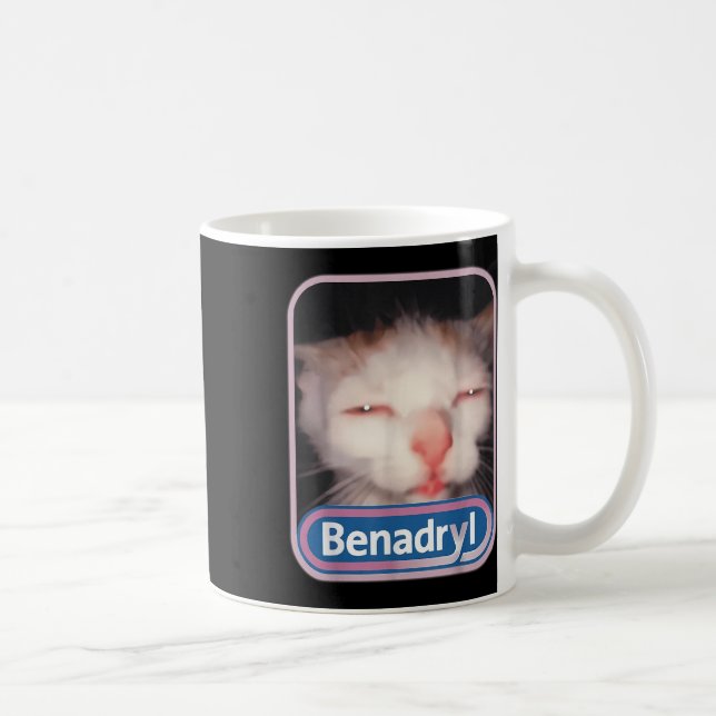 Mug Benadryl Meme Cat Benny Cute &amp; Drôle (Droite)