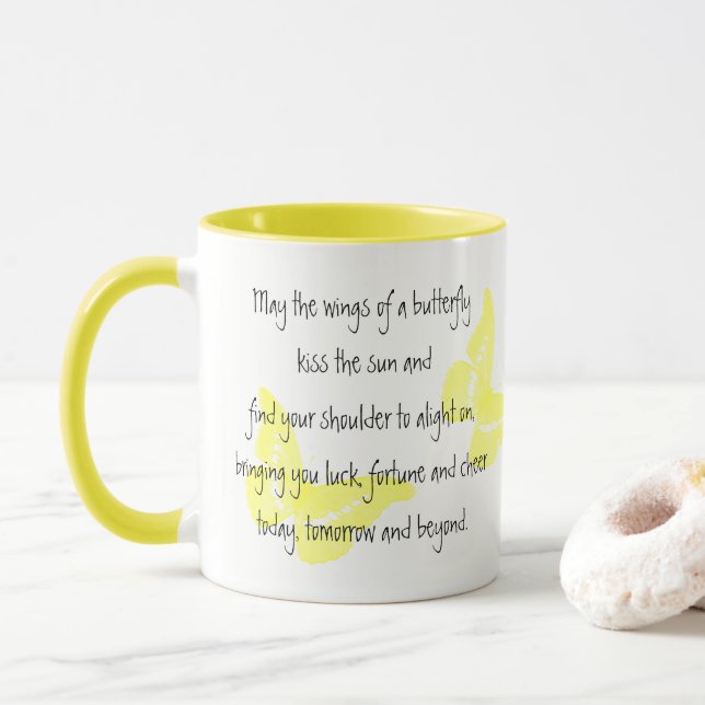 Mug Bénédiction irlandaise : Ailes d'un papillon (Avec donut)