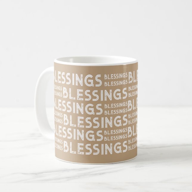 Mug Bénéfices Cadeau Typographique Tons Blanc Et Beige (Devant gauche)