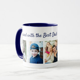 Mug Béni du meilleur papa 5 Collage de photos Bleu