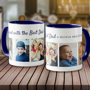 Mug Béni du meilleur papa 5 Collage de photos Bleu
