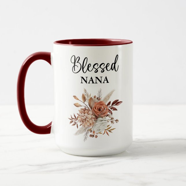 Mug Béni Nana | Psaume 127:3 | Floral d'automne (Gauche)