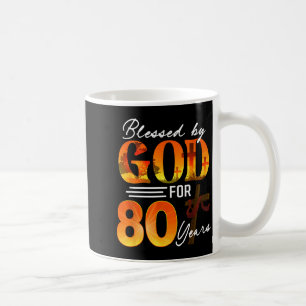 Mug Béni par Dieu pour 80 ans Cadeau 80e anniversaire