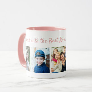 Mug Bénie avec la meilleure maman 5 Collage photo Rose