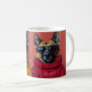 Mug Berger Allemand avec des roses du cœur pour la Sai