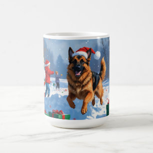 Mug Berger allemand courant dans la neige avec Casquet