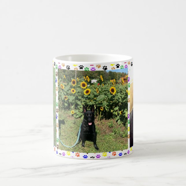 Mug Berger allemand noir avec des tournesols et jouets (Centre)