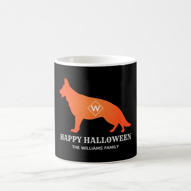 Mug Berger allemand orange Happy Halloween Nom de fami (Centre)