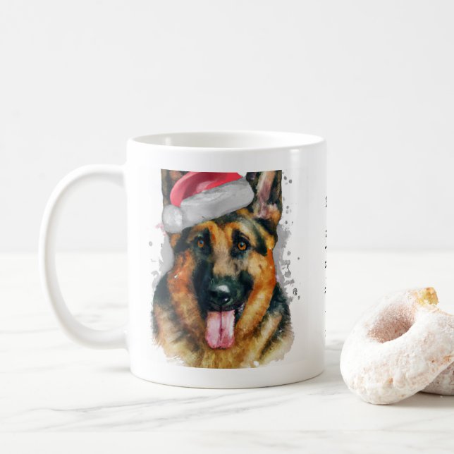 Mug Berger allemand portant le chapeau de Noël (Avec donut)