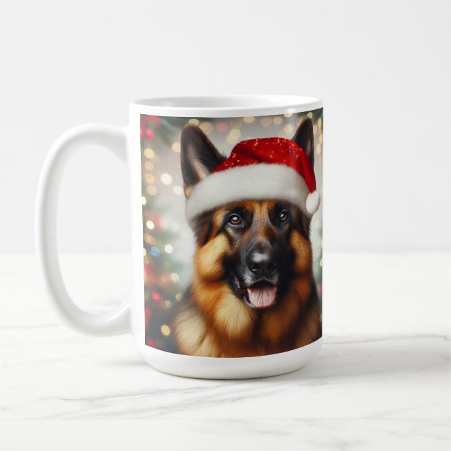 Mug Berger allemand portant le chapeau de Père Noël (Gauche)