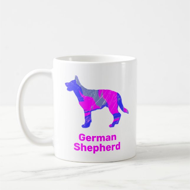 Mug Berger allemand Silhouette rose et bleu Design (Gauche)