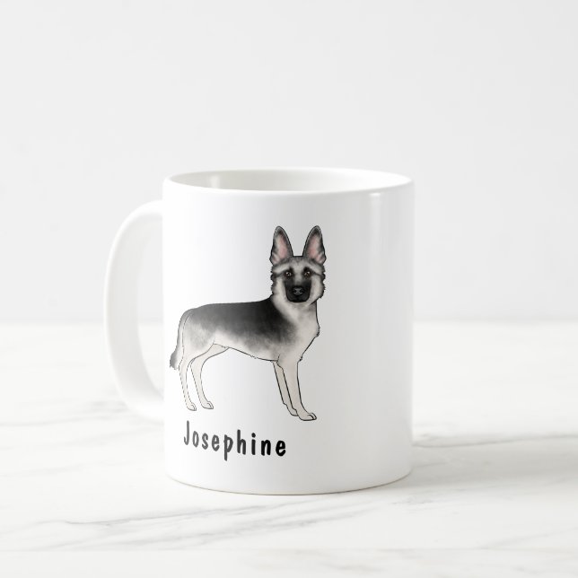 Mug Berger Allemand Silver Sable avec nom personnalisé (Devant gauche)