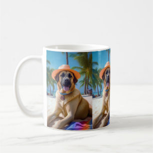 Mug Berger anatolien sur la plage, cadeau d'été amoure